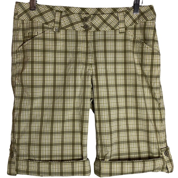 Lole Pants - Lole Brown Yellow White Plaid Shorts Water Repellent Quick Dry Stretch 10